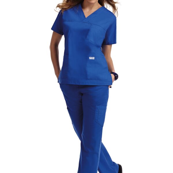 V-Neck Three Pocket Dolman Sleeve Flip Flap Scrub Set Thumbnail